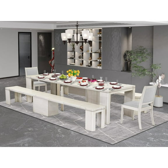Luxe by East West Furniture 5 Pieces Extendable Dining Set, Antique White