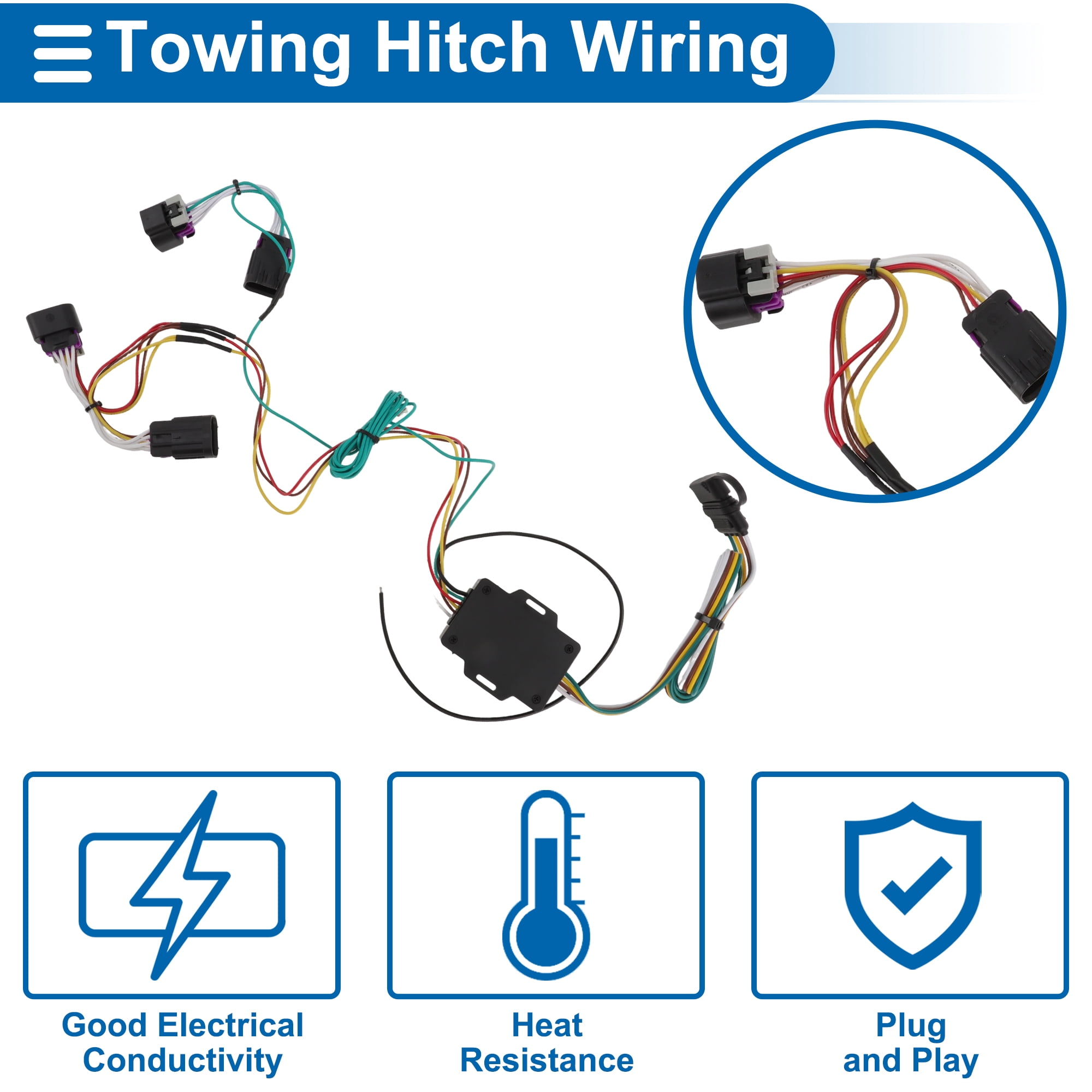 Unique Bargains 4 Pin Trailer Wiring Harness 56478 Towing Hitch for Ram ProMaster