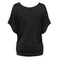 thumbnail image 2 of Made by Johnny Women's Boat Neck Short Sleeve Dolman Drape Top L BLACK, 2 of 3