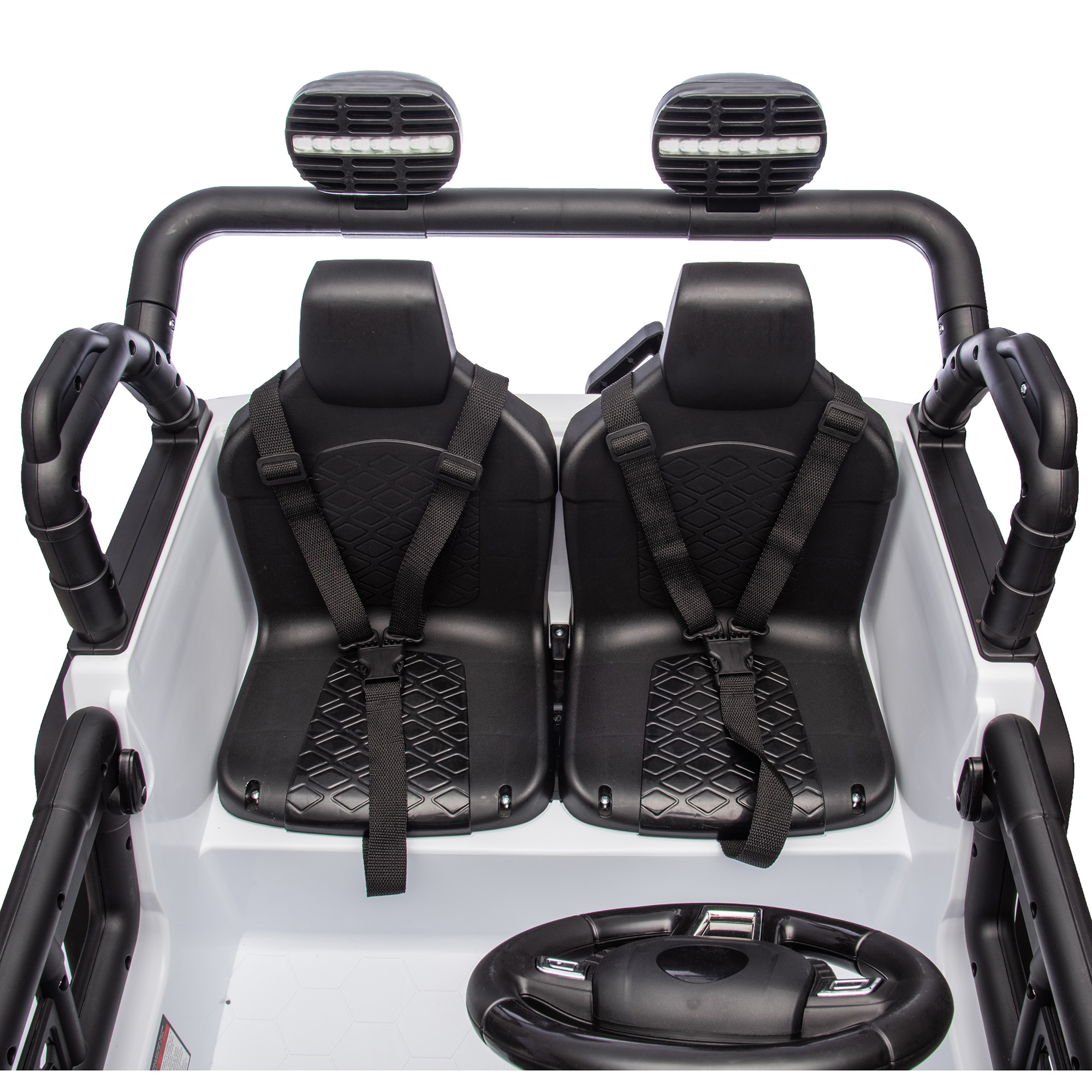 Jorfly 24 Volt Ride on Toys,4WD 2 Seater Power Car wheels UTV w/Remote Control, Bluetooth Music, Spring Suspension, LED Light, 5MPH Max, White