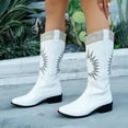 thumbnail image 2 of enyan Women's Cowboy Boots Women's Snow Boots Fashionable and Warm Mid Calf Winter Boots Perfect for Casual and Outdoor Activities White,Size 9.5, 2 of 7