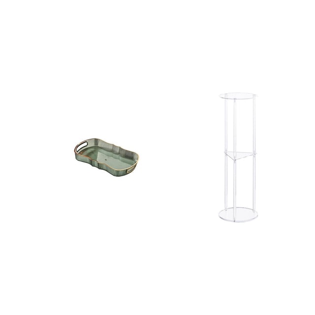 Bandeja de almacenamiento,Bandeja rectangular para servir,ideal para frutas y postres.,Mesa auxiliar redonda,Mesa auxiliar redonda de acrílico transparente de 3 niveles para sala de