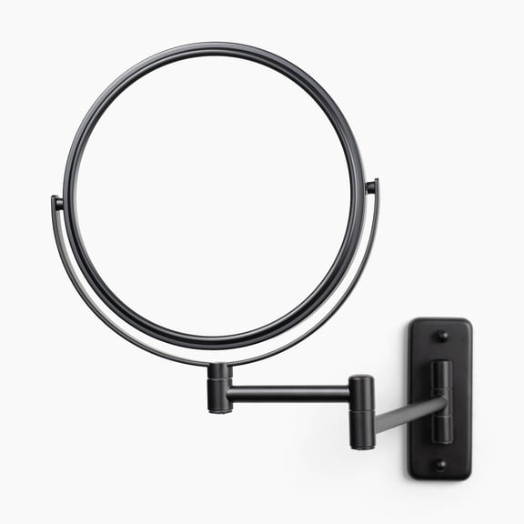 Jerdon Wall-Mounted Magnifying Mirror - Bathroom Makeup Mirror with 10X Magnification - 8-Inch Diameter - Black - Model JP7506BK