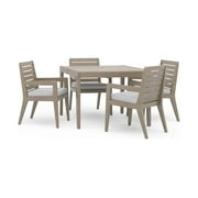 Homestyles Sustain Wood Outdoor Dining Table and Four Armchairs in Gray