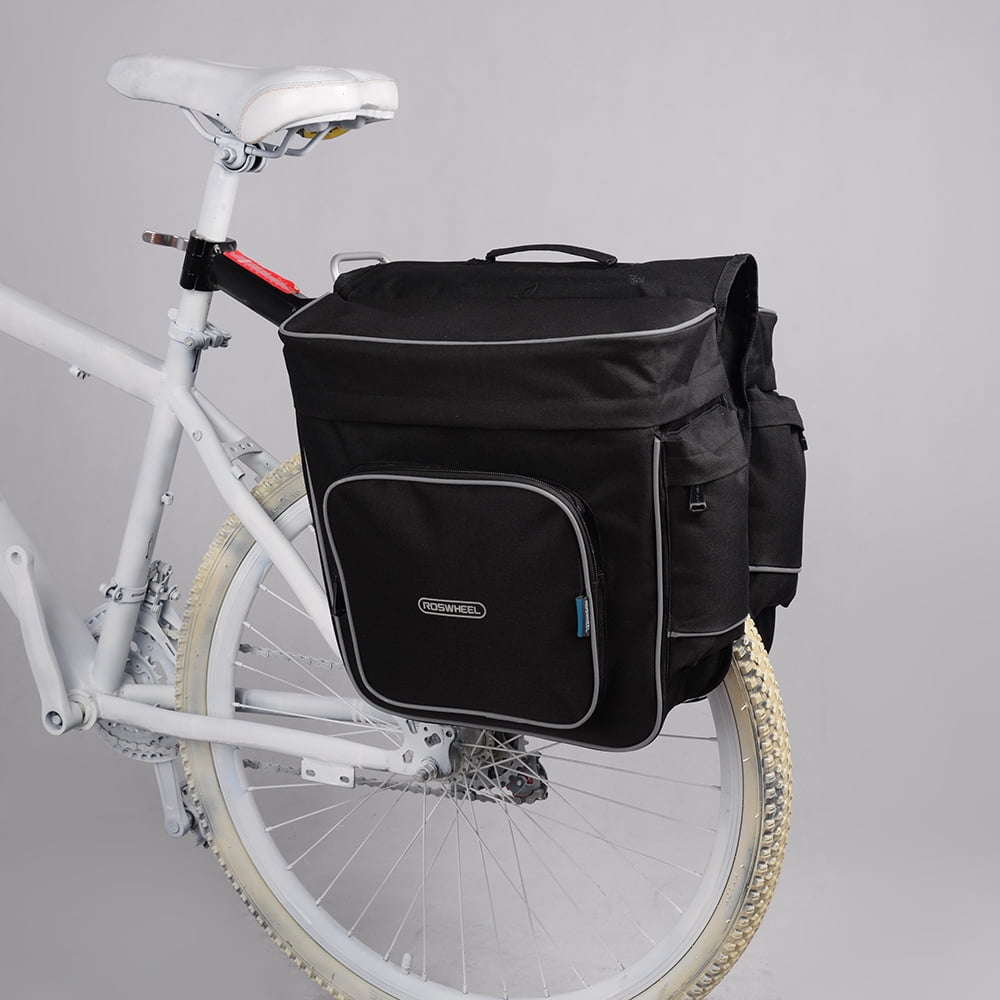 Roswheel 30l MTB Road Bike  Double Side Rear Rack Tail Seat Bag Pannier Black 