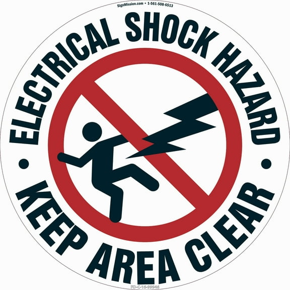 Electrical Shock Hazard Non-Slip Floor Marker | 16" Circle Vinyl Decal | Protect Your Business, Work Place & Customers |  Made in The USA