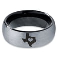 thumbnail image 2 of Tungsten Texas The Lone Star State Heart Band Ring 8mm Men Women Comfort Fit Black Dome Brushed Gray Polished, 2 of 4