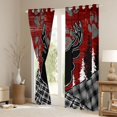 thumbnail image 3 of Feelyou Jungle Moose Elk Boys Blackout Curtains Set of 2 (52x84 Each), Rustic Western Plaid Window Curtains, Red Farmhouse Theme Curtains and Drapes, Blackout Curtains Room Decor, 3 of 6