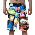 thumbnail image 3 of HOWPAY Men's Swim Trunks Summer Hawaiian Print Quick Dry Board Shorts Elastic Waist Drawstring Lightweight Loose Fit Casual Swimwear Orange XXL, 3 of 5
