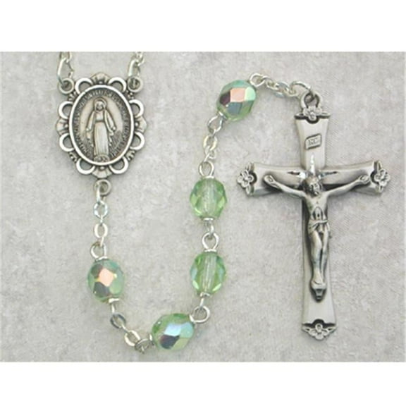 McVan 875L-PEF 6 mm Light Green Glass August Rosary