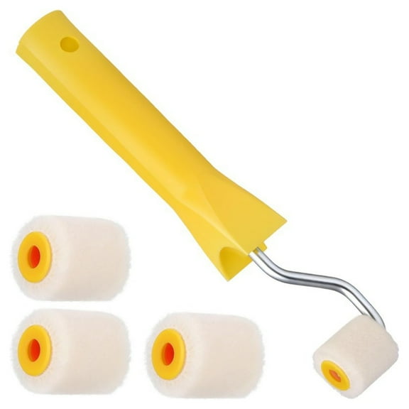 BQBQERT Portable 1Inch Touch Paint Roller Set With 4 Refill Heads Roll Brush For Seamlessly Corner And Edges Coverage