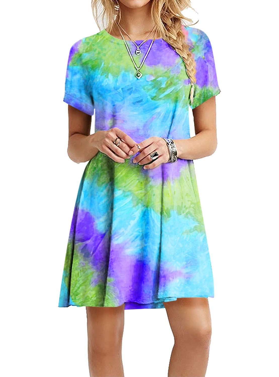 WISPR - Women's Slim-Fit Dazzling Rainbow Tie-Dye Printed Dress ...