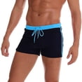 thumbnail image 5 of JoveMarine Men's Quick Dry Swim Trunks with Drawstring Solid Color Stitching Design for Sports and Swimming Comfortable Boxer Shorts Black L, 5 of 6