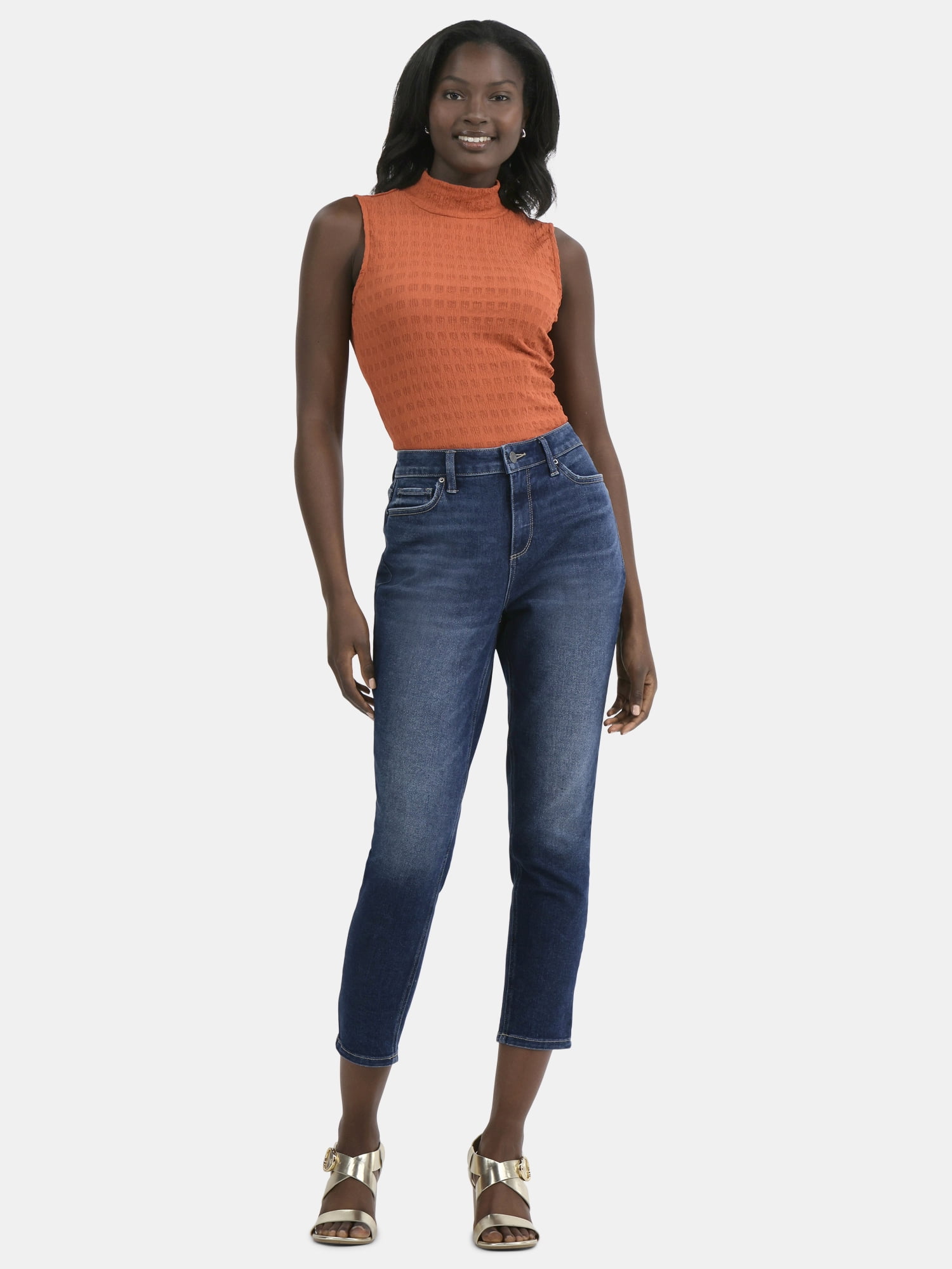 Time and Tru Women's High Rise Mom Jeans, 27" Inseam, Sizes 0-20