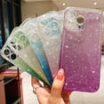 thumbnail image 6 of Compatible with iPhone 14 Pro Max Clear Case, Luxury Glitter Gradient Cute Bling Clear Phone Case for Women Girls Soft TPU Shockproof Camera Protective Back Cover Case - Blue, 6 of 6