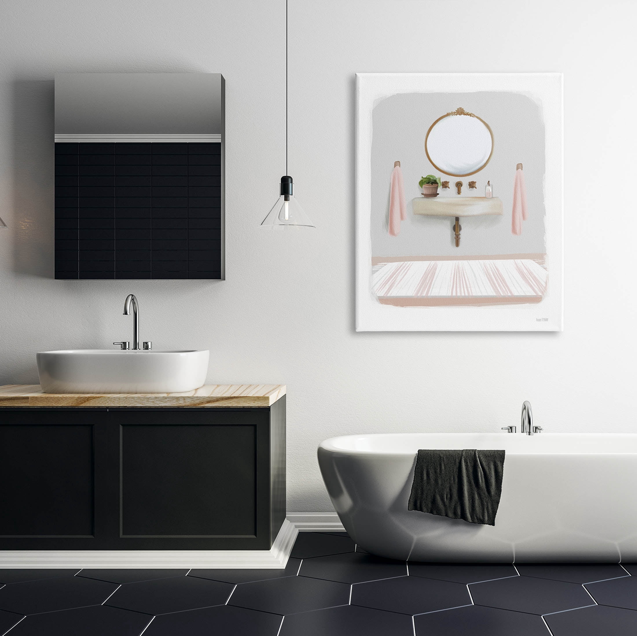 Stupell Industries Cozy Bathroom Sink Scene Graphic Art Gallery Wrapped Canvas Print Wall Art, Design by House Fenway