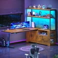 thumbnail image 5 of SEDETA L Shaped Standing Desk, Electric Adjustable Height Computer Desk with Drawer, Cabinet & Bookcase,  Stand Up Corner Desk with LED Lights & Power Outlets for Home Office, Rustic Brown, 5 of 8