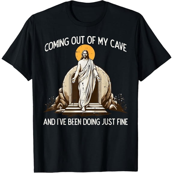Easter Coming Out My Cave Jesus Resurrection Men T-Shirt, Comfortable Breathable Soft Tee, Men's 100% Cotton T-Shirt 180gsm