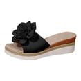 thumbnail image 4 of Flower Dress Sandals for Women 2025 Trendy Boho Summer Peep Toe Platform Slip on Espadrilles Wedge Slides, 4 of 7