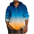 thumbnail image 1 of Blusa de manga larga con capucha para hombre, estilo informal, con botones, estampado degradado, de poliéster, 1 of 4