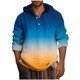 thumbnail image 1 of Blusa de manga larga con capucha para hombre, estilo informal, con botones, estampado degradado, de poliéster, 1 of 4