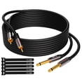 thumbnail image 1 of Cable de audio doble de 7,6 m TS de 1/4 pulgadas a 2 RCA OFC, 1 of 5