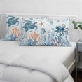 thumbnail image 3 of Blue Turtle Coastal Pillow Covers, Linen Long Throw Pillow Case, Octopus Summer Beach Coral Seahorse Holiday Pillow Protector Decorative Cushion Cover for Living Room/Bedroom 20" x 30", 3 of 8