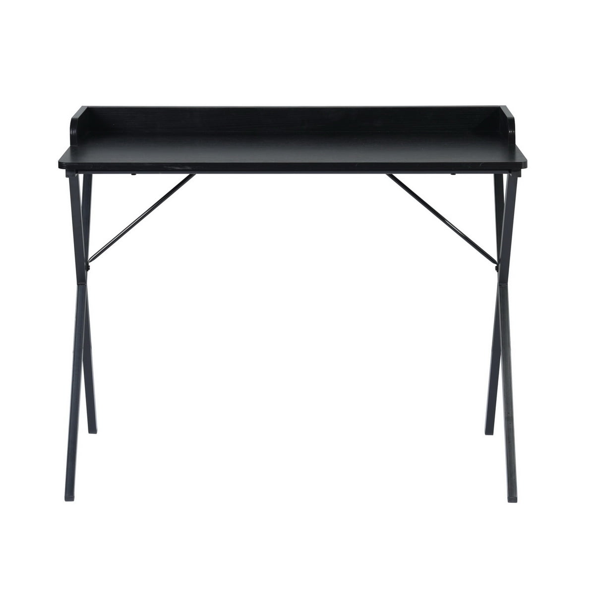 Computer Desk, X-Shaped Metal Legs Gaming Desk with Pegboard & Raised Baffle, Glossy MDF Workstation for Home Office Study