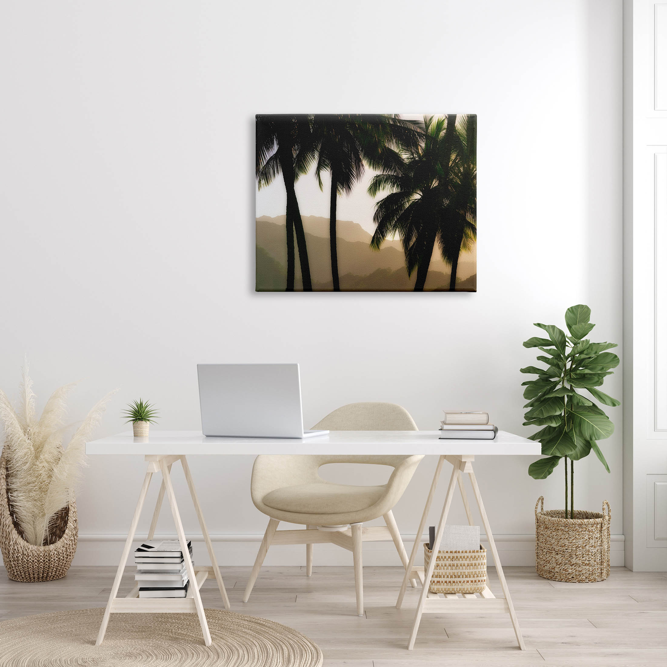 Stupell Industries Sunlit Palm Trees Mountain Peaks Photograph Gallery Wrapped Canvas Print Wall Art, Design by Dennis Frates