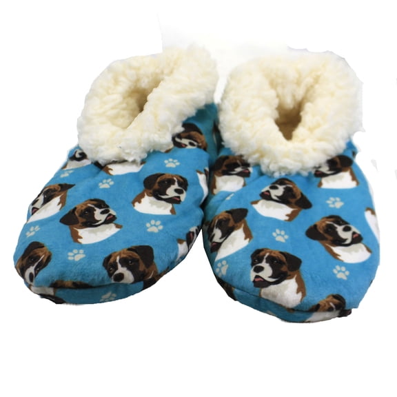 Comfies Womens Boxer, Uncropped Dog Slippers - Sherpa Lined Animal Print Booties