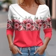 thumbnail image 2 of Rbaofujie Couples Chandails à Capuchon pour Femmes Col en V Mode Décontractée Blouse Imprimée à Boutons T-shirt Hauts Blouse Rouge Chandails pour Dames, 2 of 5