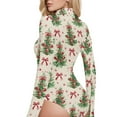 thumbnail image 4 of joogoo Christmas Tree Bows Women's Mock Turtle Neck Long Sleeve Bodysuit S, 4 of 8