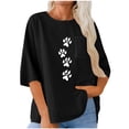 thumbnail image 7 of Jsaierl 3/4 Sleeve Cotton Linen Womens Tops Plus Size Round Neck Shirts Boho Print Ladies Blouses Work Holiday Tunic Top S-2XL, 7 of 7