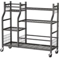 thumbnail image 5 of Garden Tool Organizer with Wheels for Garage and Shed, Spacious Tool Storage, Multi-Tier Design with Side Hooks for Rakes, Shovels, Brooms, and Yard Tools Rolling Cart, 5 of 15