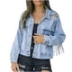 thumbnail image 1 of Chaqueta Vaquera de Un Solo Pecho Con Solapa de Borla Suelta Informal A La Moda Para Mujer Odeerbi ODB-6, 1 of 9