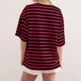 thumbnail image 3 of Women Oversized Striped T Shirts, Color Block Summer Tops, Crew Neck Short Sleeve Casual Tee, Fashion Trendy Loose Top, 3 of 4
