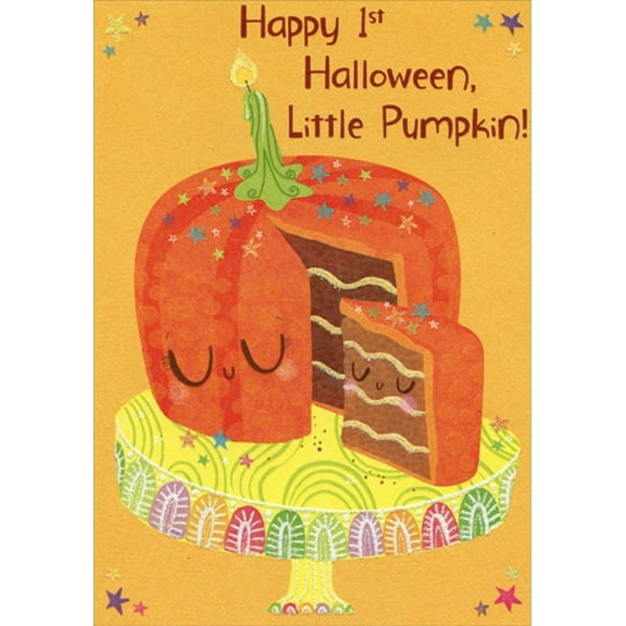 Designer Greetings Happy 1st Halloween : Pumpkin Cake Baby's 1st : First Halloween Card