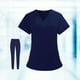 thumbnail image 3 of Conjunto de uniformes médicos, lavable a máquina, escote en V, , con bolsillos, , top de enfermera y pantalones, traje para salón , Otro, 3 of 7