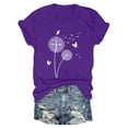 thumbnail image 4 of Purple Women's Short Sleeve T-shirt, Shirts Women'S Cute Round Neck Sunflower Wildflower Flower Lovers Graphic Casual Printed Tee Tops,Women's Short sleeve T-shirt 3XL, 4 of 4