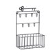 thumbnail image 1 of Simple Wrought Iron Storage Rack Wall Mounted Shelf Creative Multifunctional Wall Ornament with Hooks for Bedroom Living Room (Black), 1 of 5