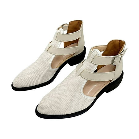 

Ediodpoh Casual Side Hollow Belt Buckle Flat Bottom Roman Shoes Women s Summer Sandals Fashion Women s Sandals Womens Sandals White 9(42)