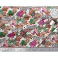 thumbnail image 2 of Soimoi Orange Poly Georgette Fabric Tropical Leaves & Wild Animal Decor Fabric Printed BTY 42 Inch Wide, 2 of 3