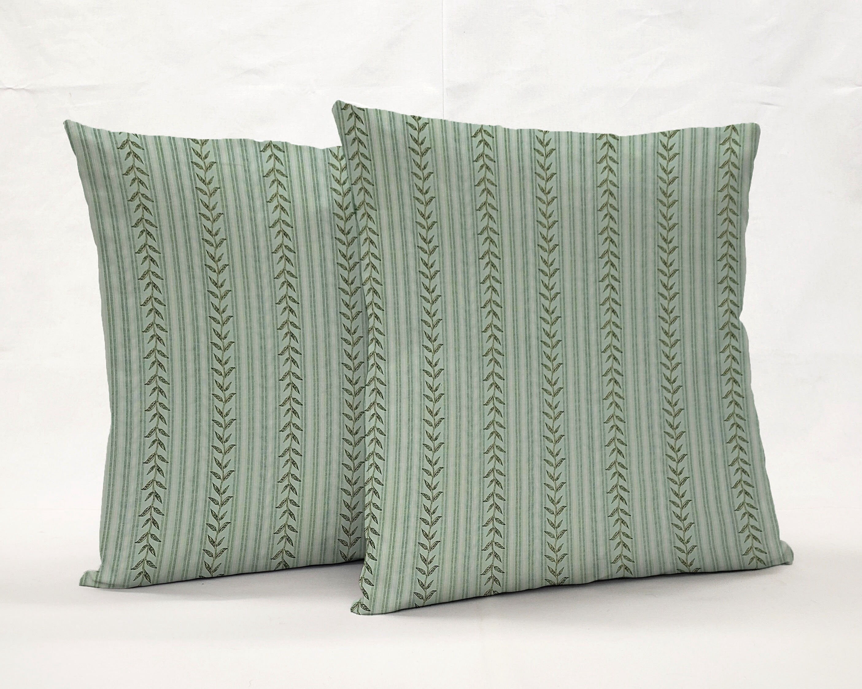 Striped Vines Pillowcase / Pillow Cover by Penny's Needful Things (24 x 24) (Green)