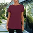 thumbnail image 2 of ShomPort Summer Tops for Women Short Sleeve Crew Neck Basic Workout Tees Trendy Plain Casual Clothes, 2 of 9