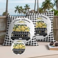 thumbnail image 2 of Farm Lemons Outdoor Pillow Covers Pack of 2 Black and White Buffalo Plaid Lemon Truck Summer Waterproof Throw Pillow Covers Decorative Cushion Cases for Patio Garden Tent Balcony Couch 16x16 inch, 2 of 9