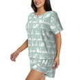 thumbnail image 2 of Pajama Set For Women 2 Piece - White Swan Lounge Set Short Sleeve Tops And Shorts Pj Sets With Pockets, 2 of 8