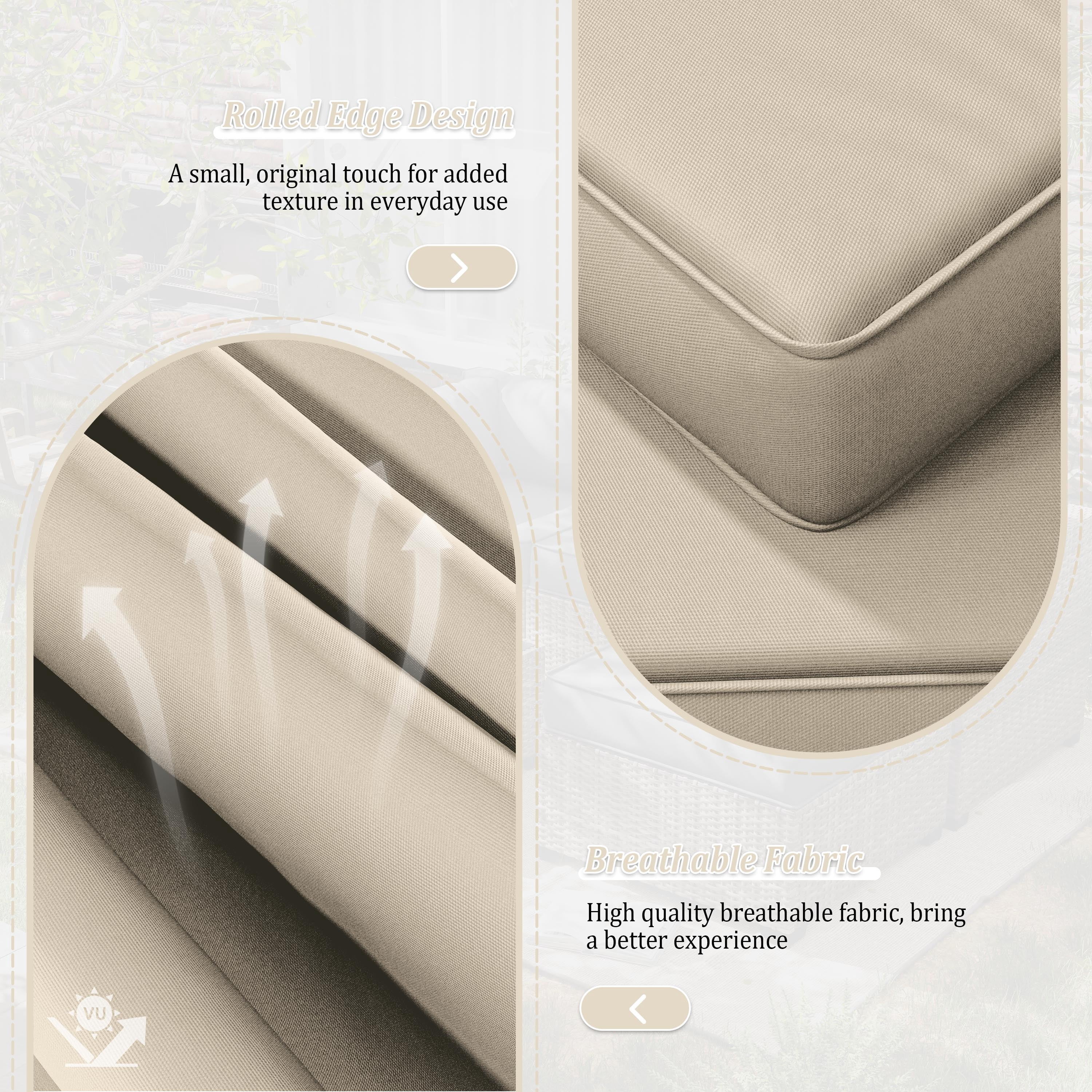 Pakunoda 9Pcs Outdoor Cushion Covers for Patio Furniture, Washable Reusable Outdoor Slipcovers for Cushions Replacement Cover with Zipper for Sofa Couch, Cover Only, Cream