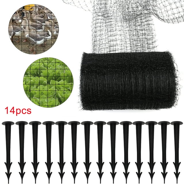 Anti Bird Net Preventing Crop Netting Mesh Garden Fruit Plant Tree Pond Protection Netting Garden Supplies with 14 Stakes