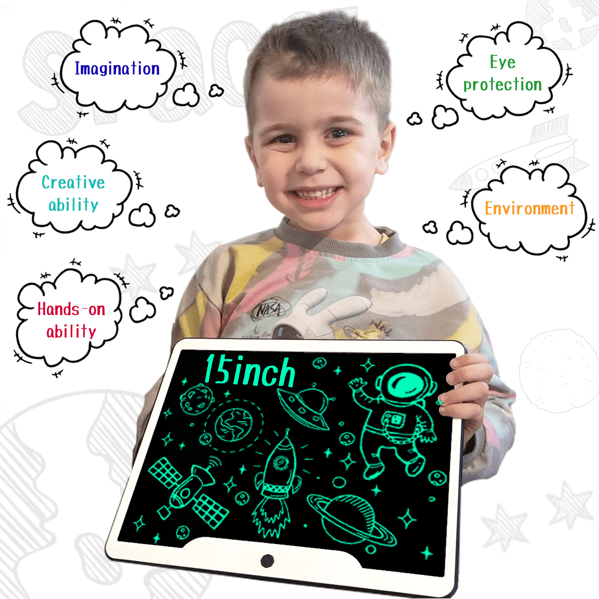 Richgv LCD Writing Tablet, 10 inch Electronic Graphics Tablet Drawing Pad Doodle Board Gifts for Kids and Adults, Size: 10.24 x 6.61 x 0.33, Green