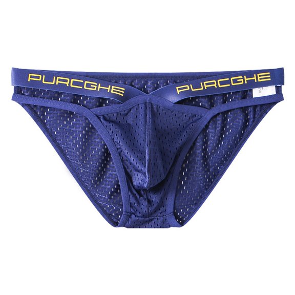ZQUUVOU Men's T Back Briefs Casual Solid Color Waist Breathable Thong Briefs (Dark Blue,2XL)